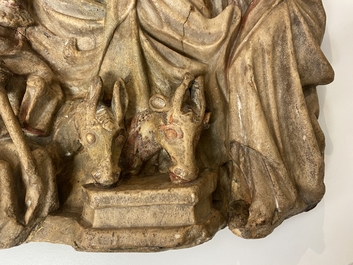 Un relief en alb&acirc;tre sculpt&eacute; repr&eacute;sentant 'L'adoration des mages', Nottingham, Angleterre, 15&egrave;me